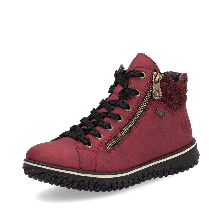 bottes rouges à fermeture éclair pour femmes rieker z4263-35