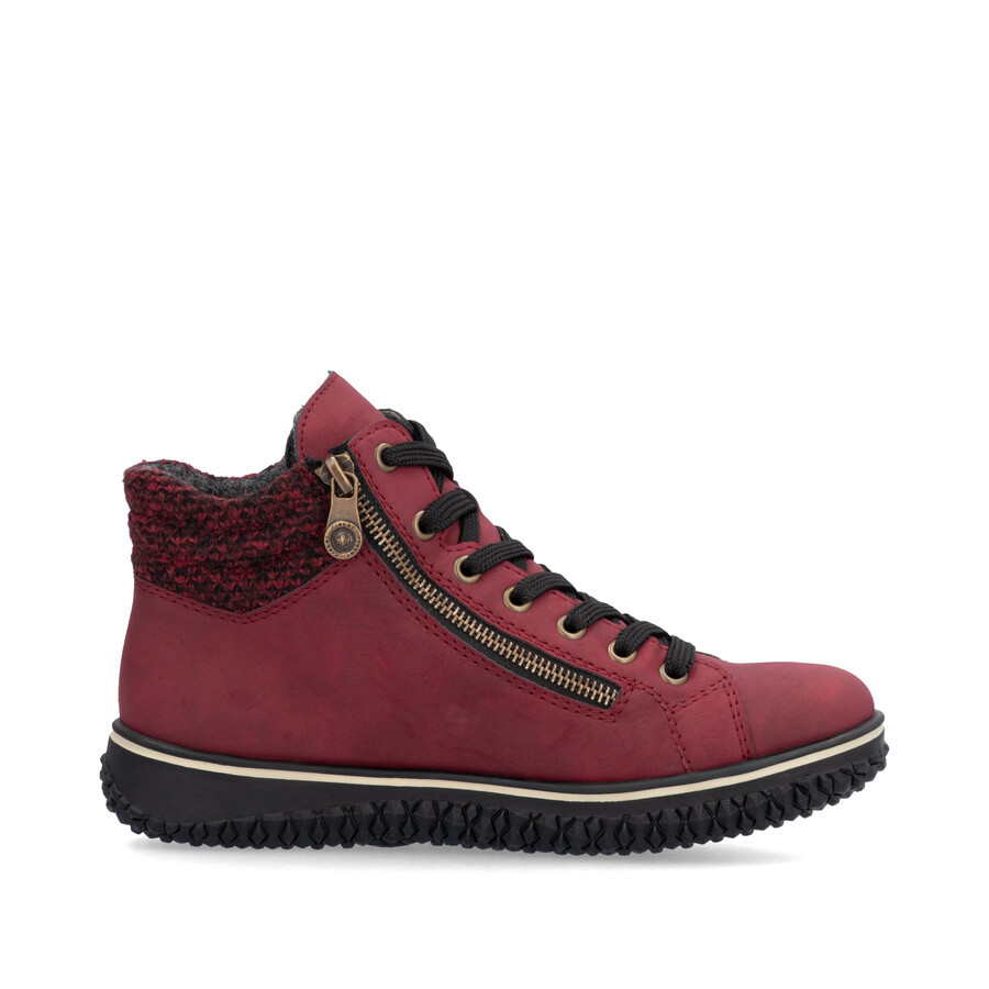 bottes rouges à fermeture éclair pour femmes rieker z4263-35