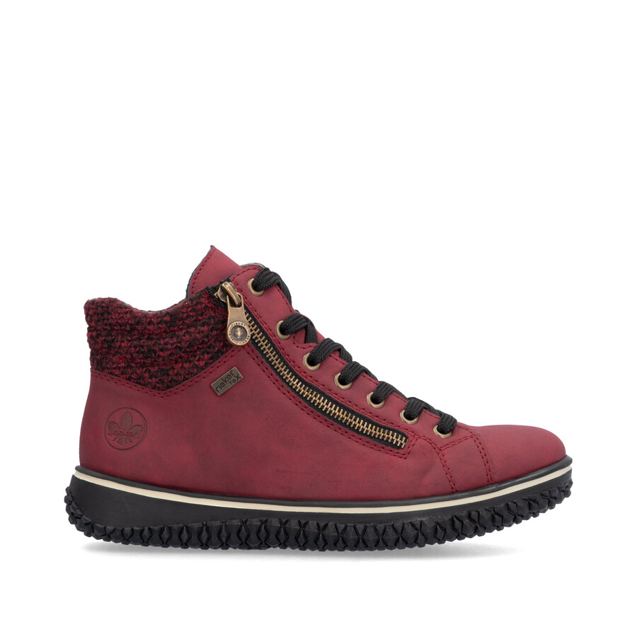 bottes rouges à fermeture éclair pour femmes rieker z4263-35
