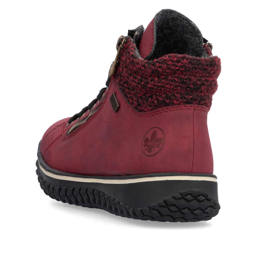bottes rouges à fermeture éclair pour femmes rieker z4263-35