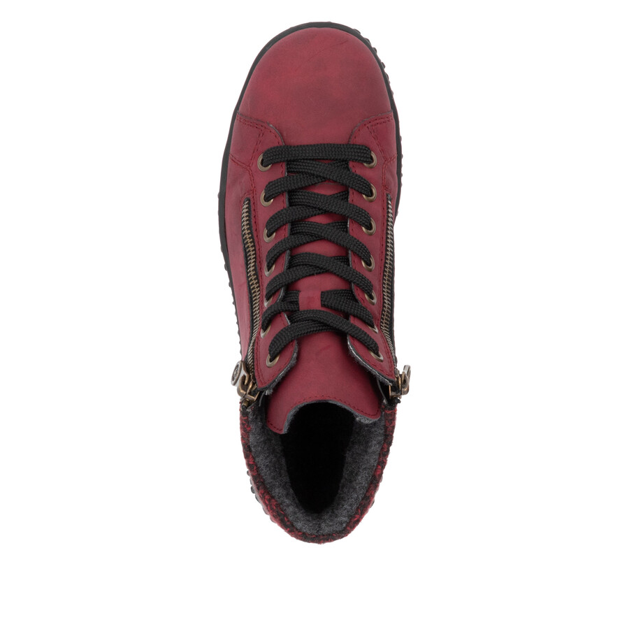 bottes rouges à fermeture éclair pour femmes rieker z4263-35