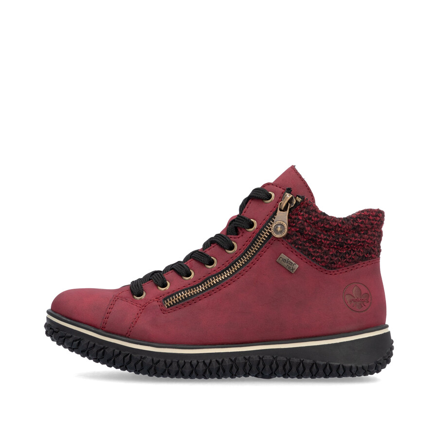 bottes rouges à fermeture éclair pour femmes rieker z4263-35