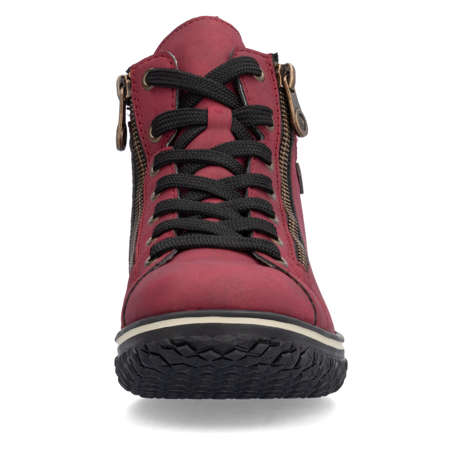 bottes rouges à fermeture éclair pour femmes rieker z4263-35