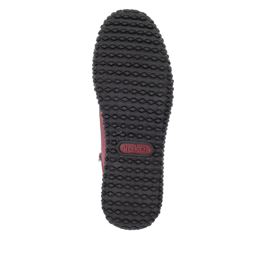 bottes rouges à fermeture éclair pour femmes rieker z4263-35