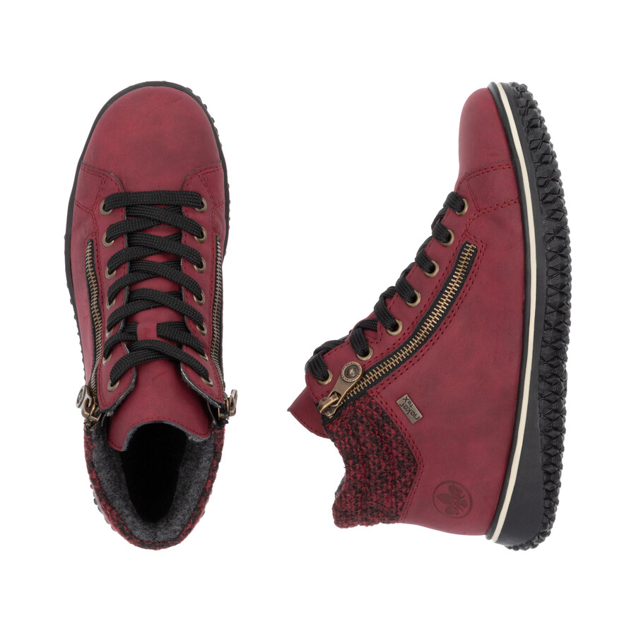 bottes rouges à fermeture éclair pour femmes rieker z4263-35