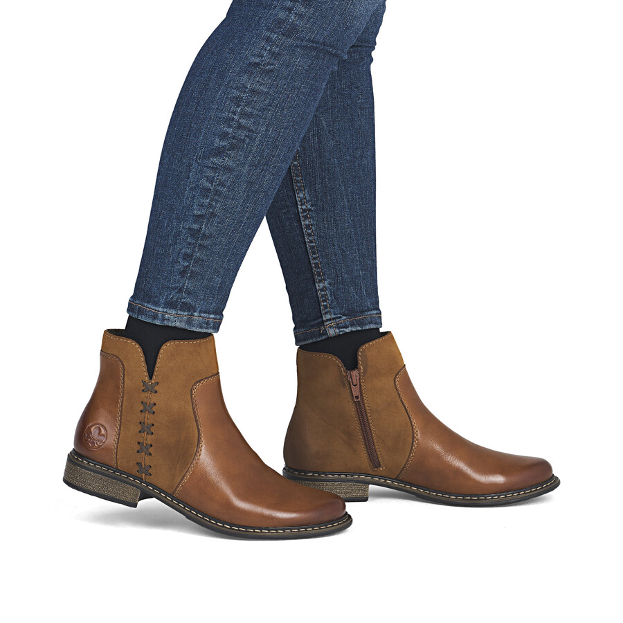 bottes marron à fermeture éclair pour femmes rieker z4951-24