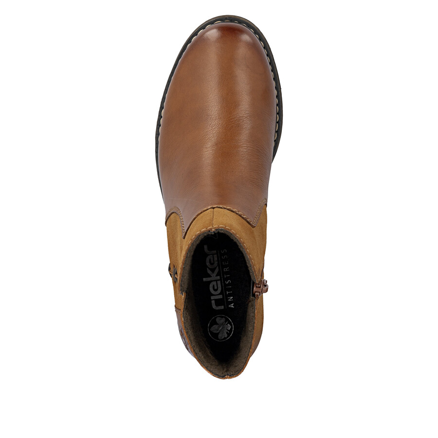 bottes marron à fermeture éclair pour femmes rieker z4951-24