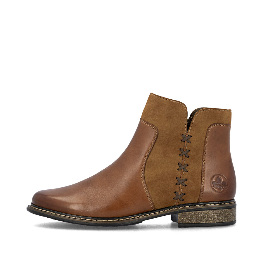 bottes marron à fermeture éclair pour femmes rieker z4951-24