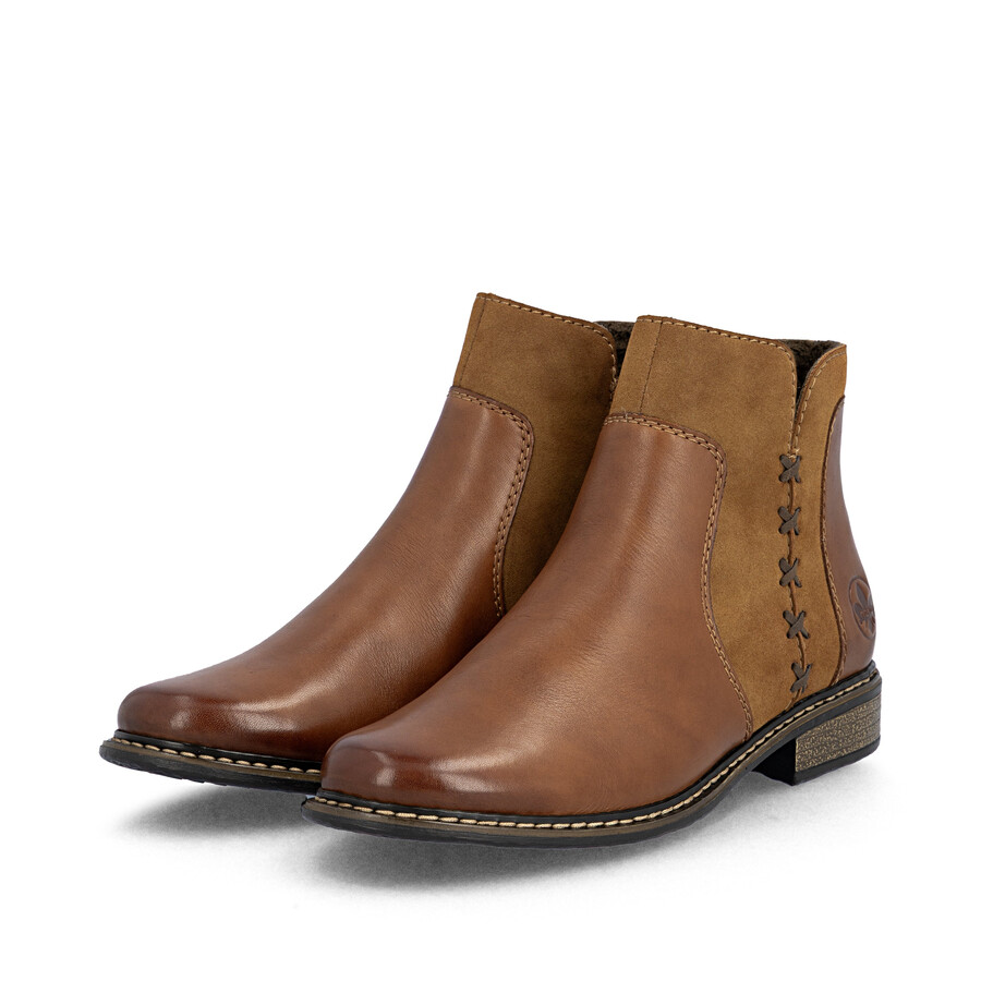 bottes marron à fermeture éclair pour femmes rieker z4951-24