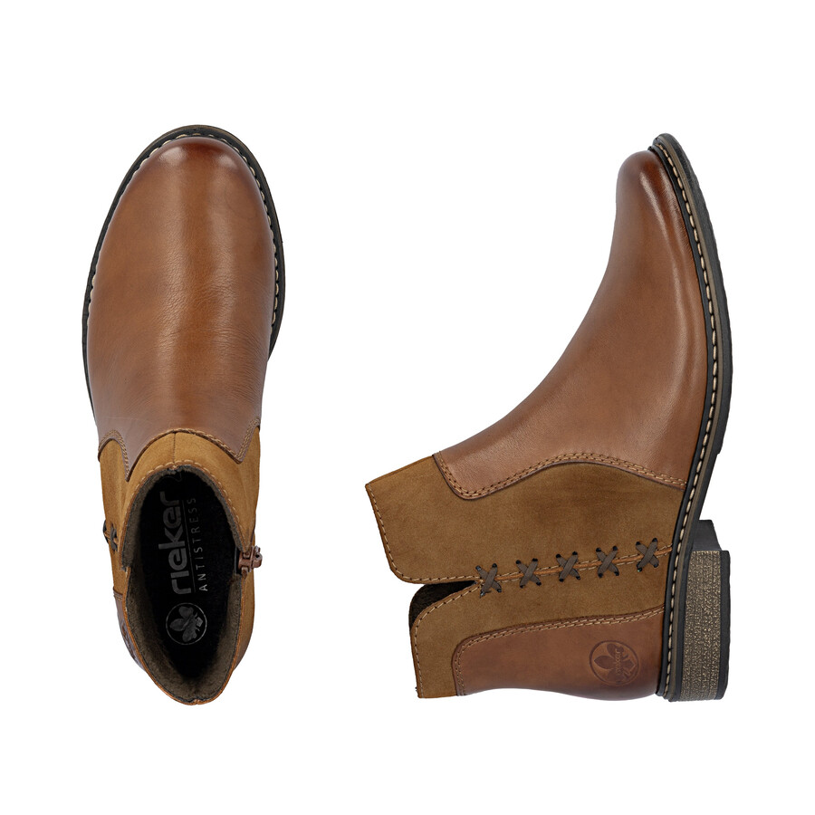 bottes marron à fermeture éclair pour femmes rieker z4951-24