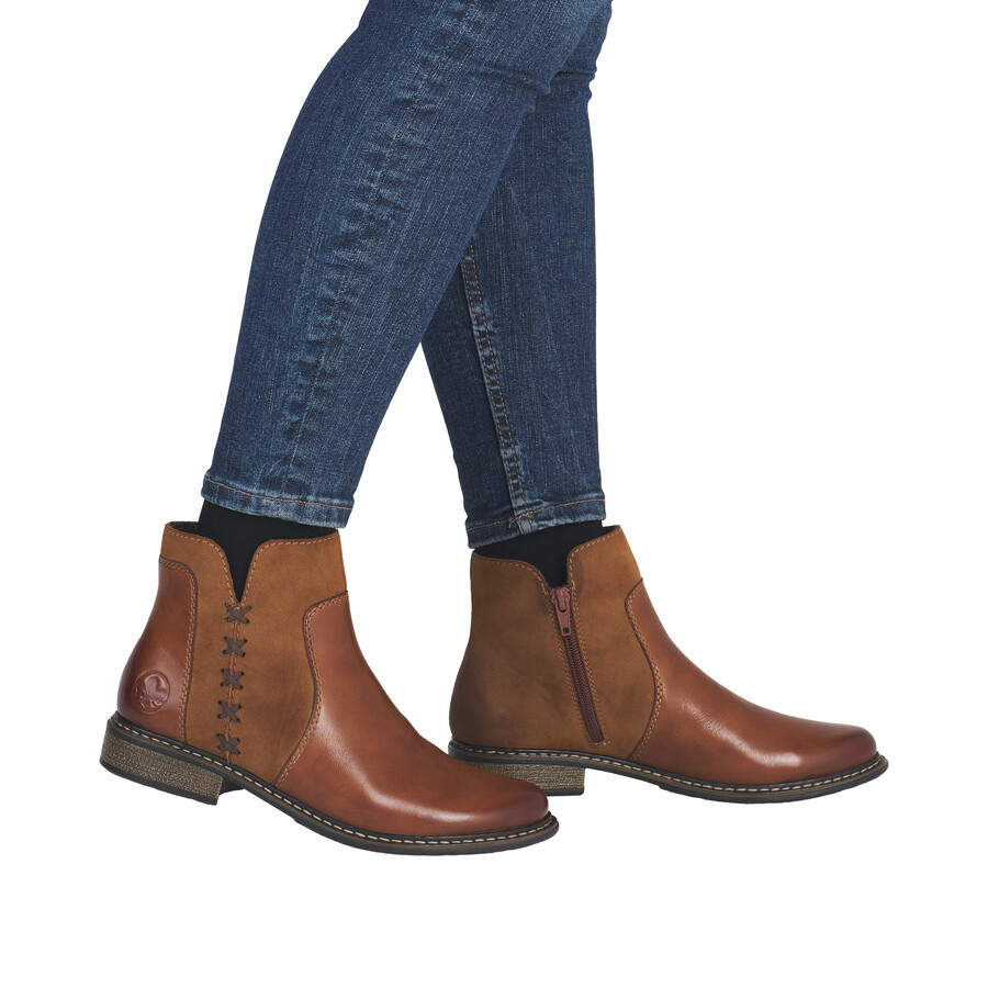 bottes marron à fermeture éclair pour femmes rieker z4951-24