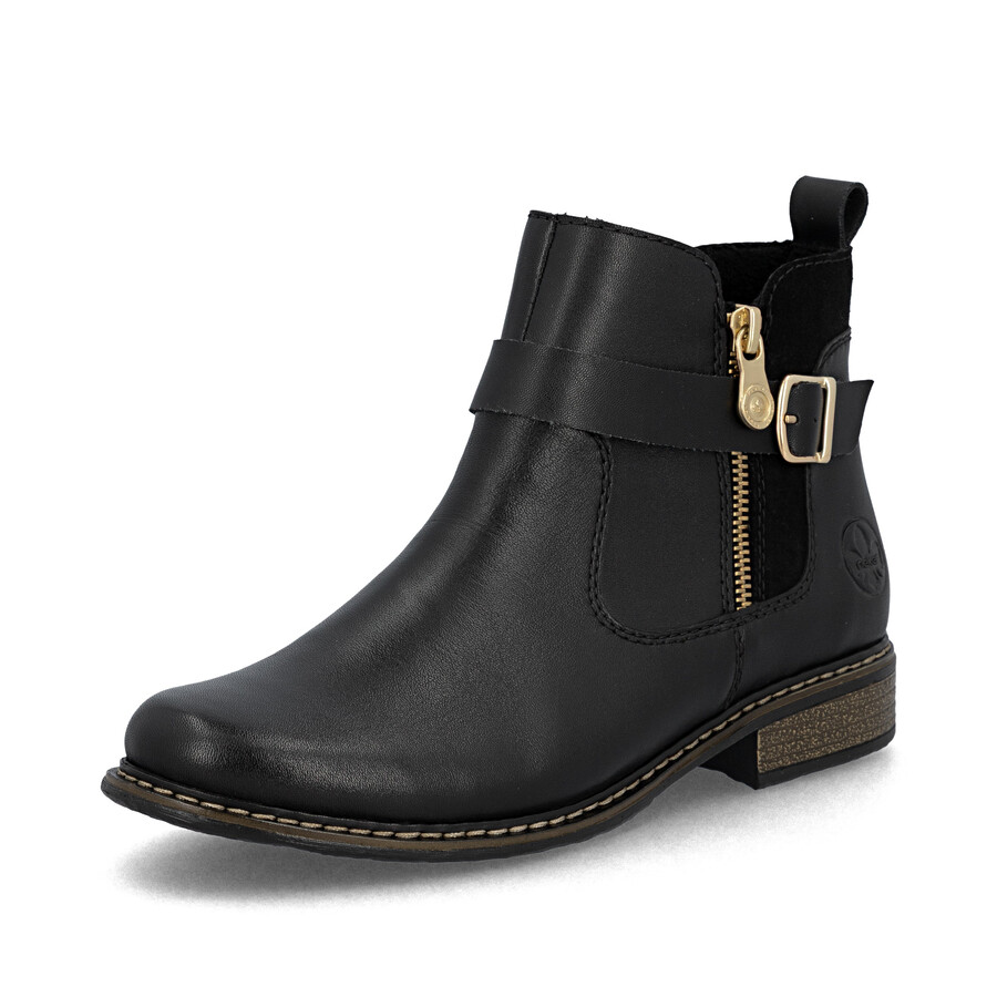 bottes noires à fermeture éclair pour femmes rieker z4959-00