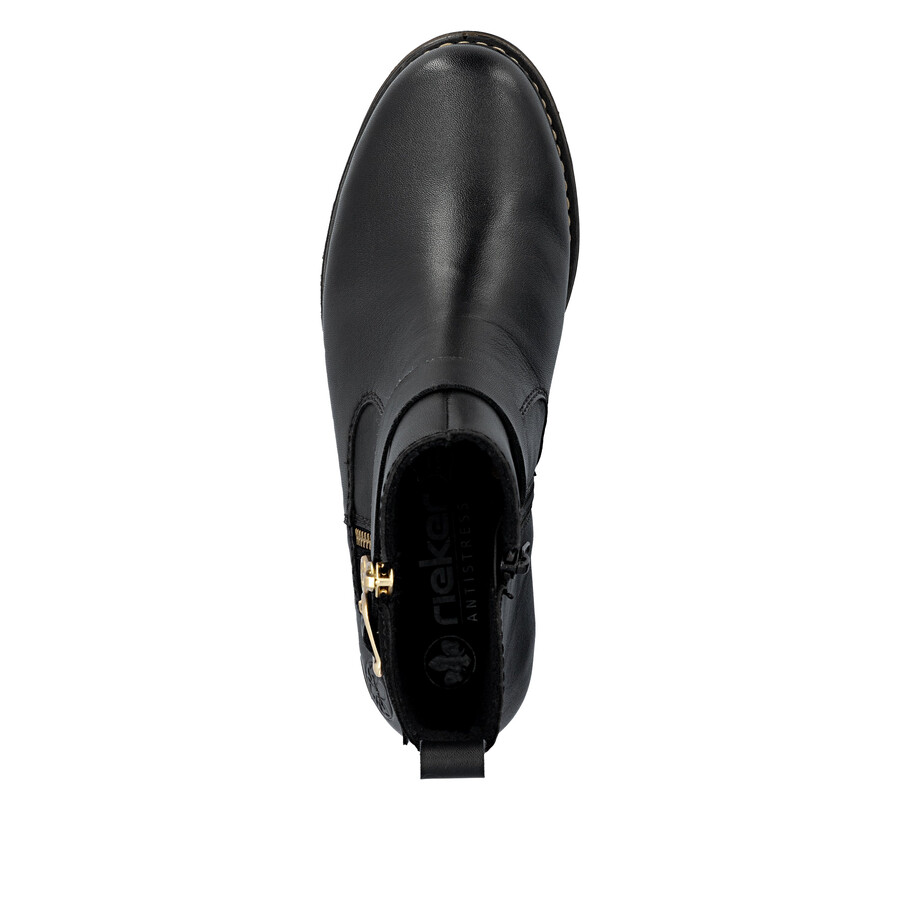 bottes noires à fermeture éclair pour femmes rieker z4959-00