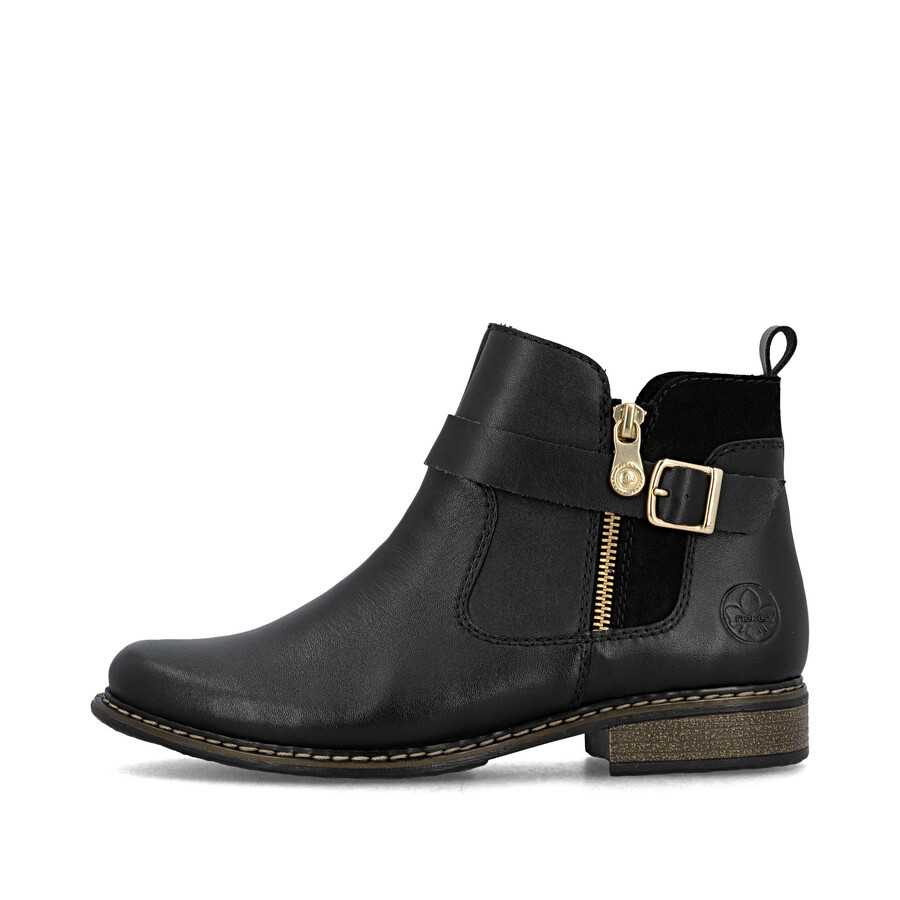 bottes noires à fermeture éclair pour femmes rieker z4959-00