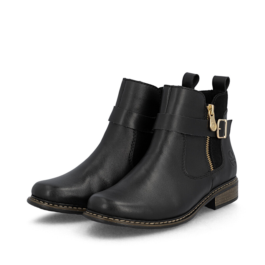 bottes noires à fermeture éclair pour femmes rieker z4959-00