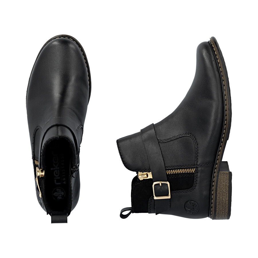 bottes noires à fermeture éclair pour femmes rieker z4959-00
