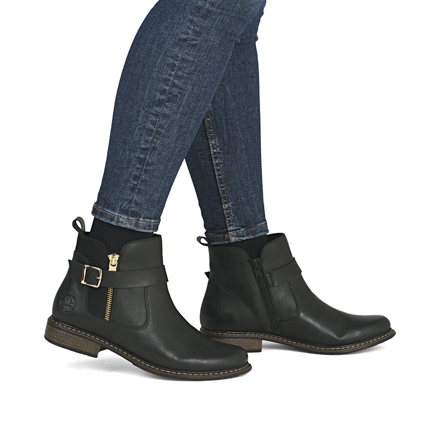 bottes noires à fermeture éclair pour femmes rieker z4959-00