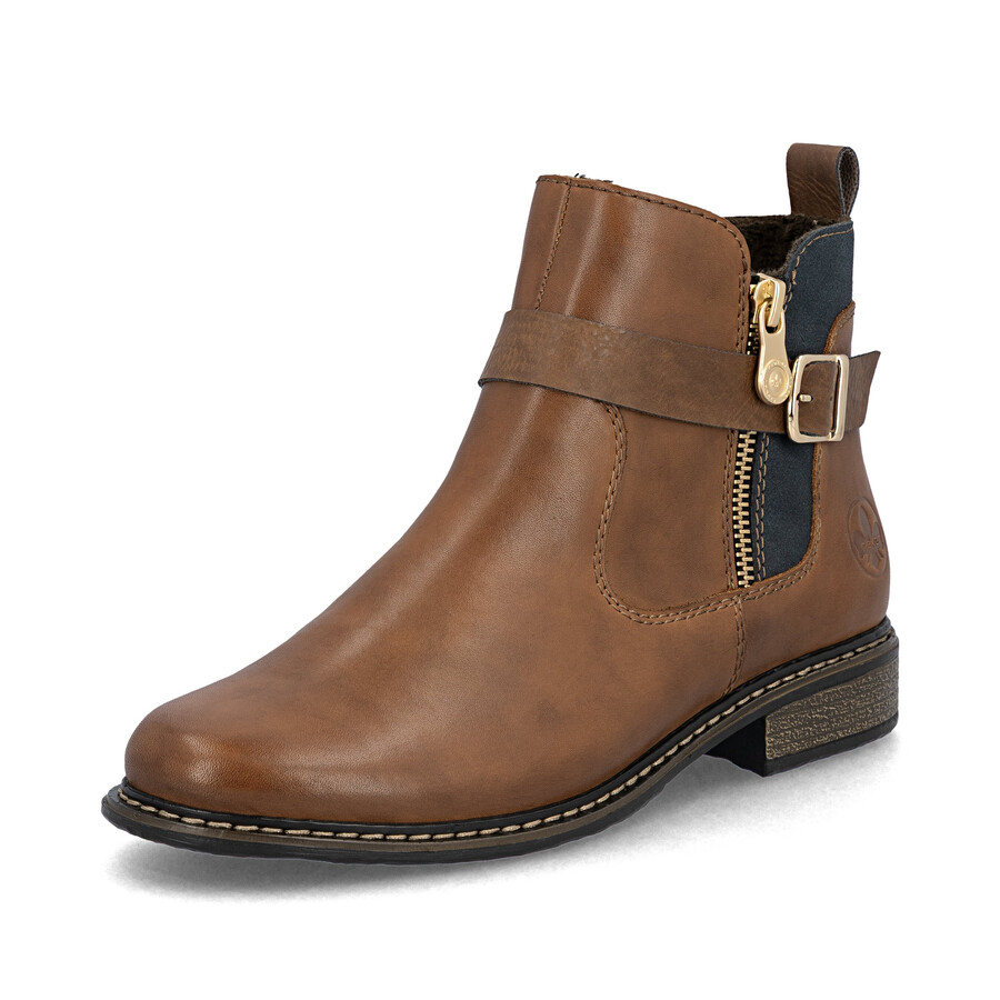 bottes marron à fermeture éclair pour femmes rieker z4959-22