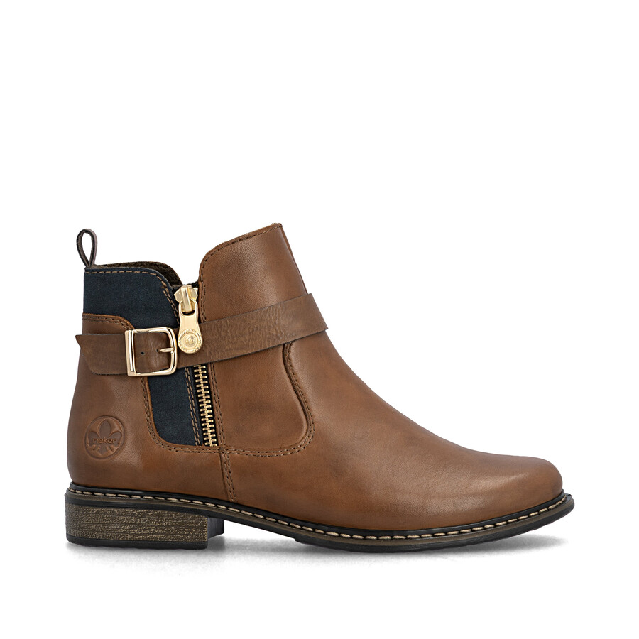 bottes marron à fermeture éclair pour femmes rieker z4959-22