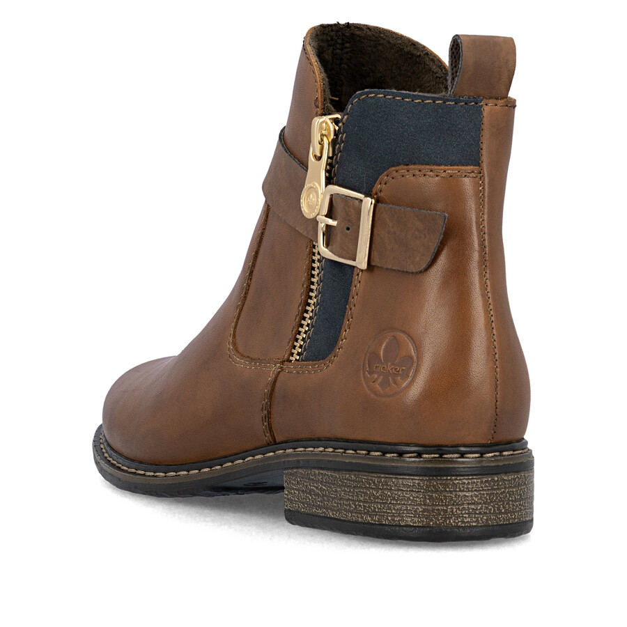 bottes marron à fermeture éclair pour femmes rieker z4959-22