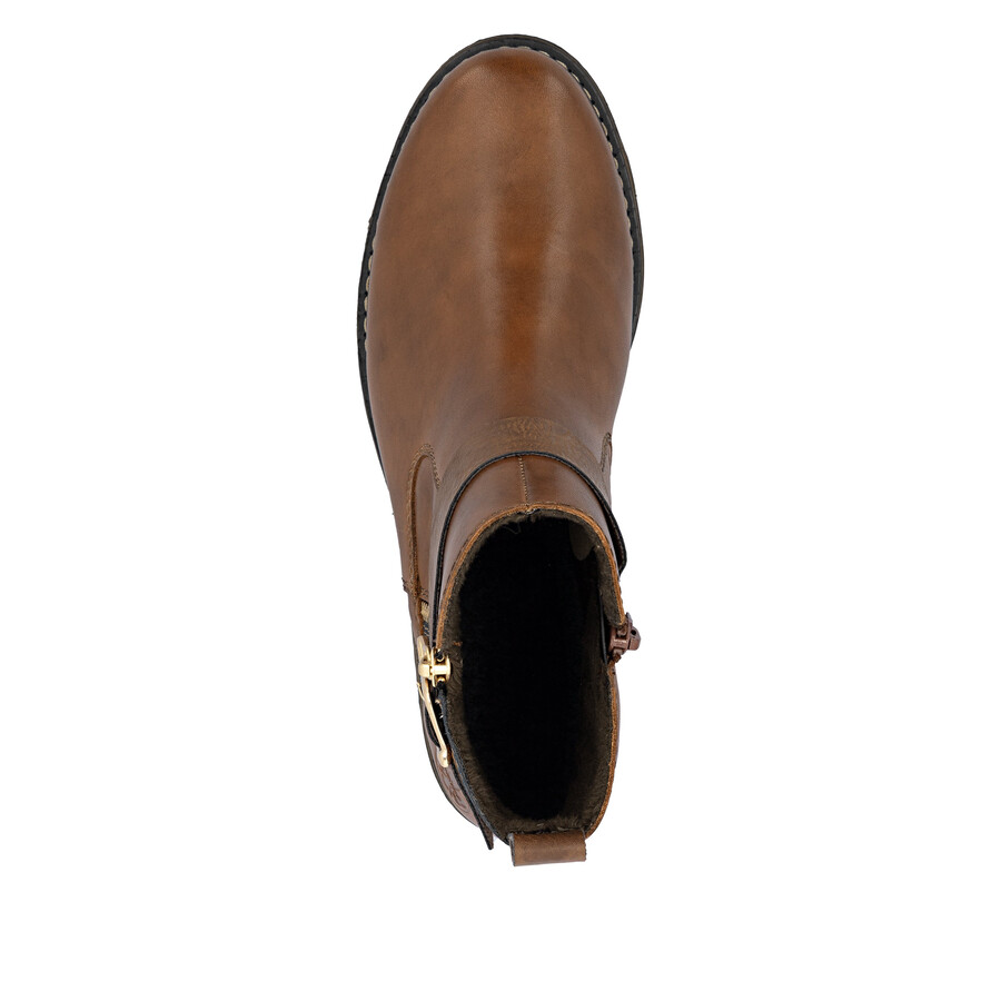 bottes marron à fermeture éclair pour femmes rieker z4959-22