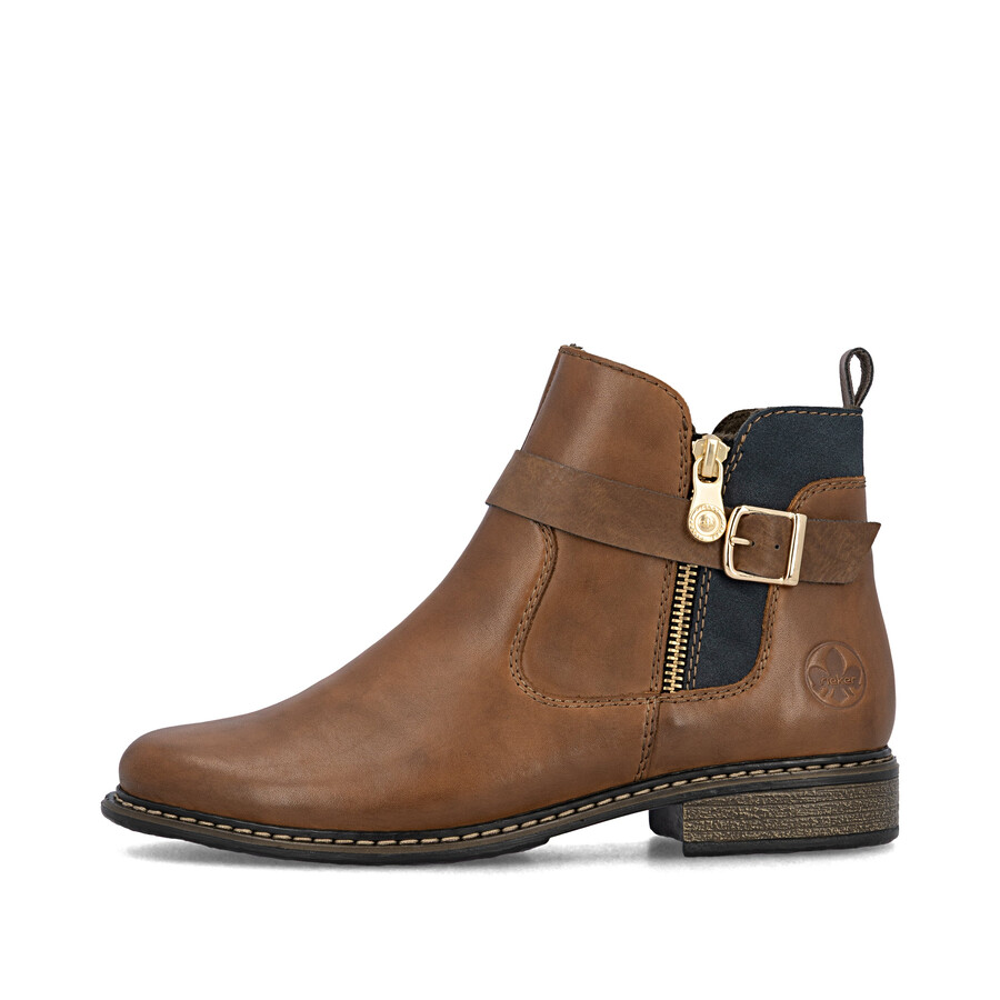 bottes marron à fermeture éclair pour femmes rieker z4959-22