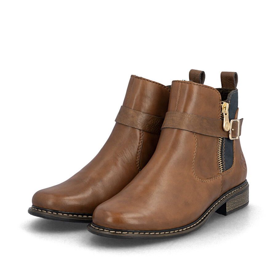 bottes marron à fermeture éclair pour femmes rieker z4959-22