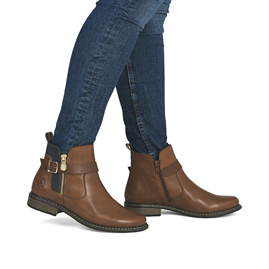 bottes marron à fermeture éclair pour femmes rieker z4959-22