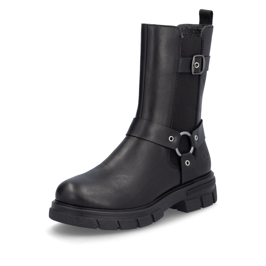 bottes noires à fermeture éclair pour femmes rieker z9177-00