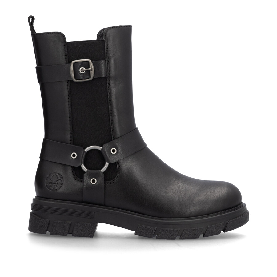 bottes noires à fermeture éclair pour femmes rieker z9177-00
