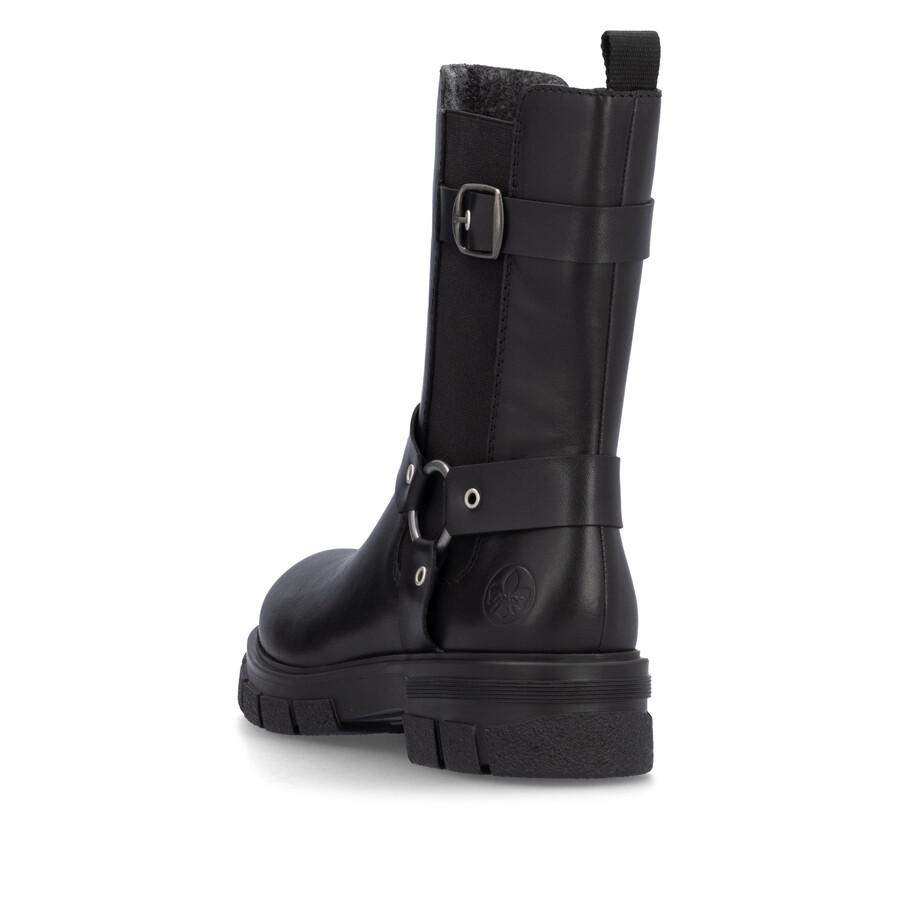 bottes noires à fermeture éclair pour femmes rieker z9177-00