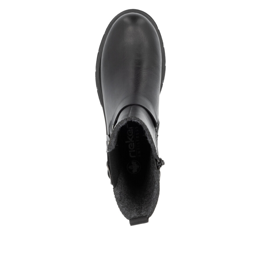 bottes noires à fermeture éclair pour femmes rieker z9177-00