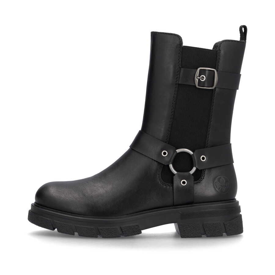 bottes noires à fermeture éclair pour femmes rieker z9177-00