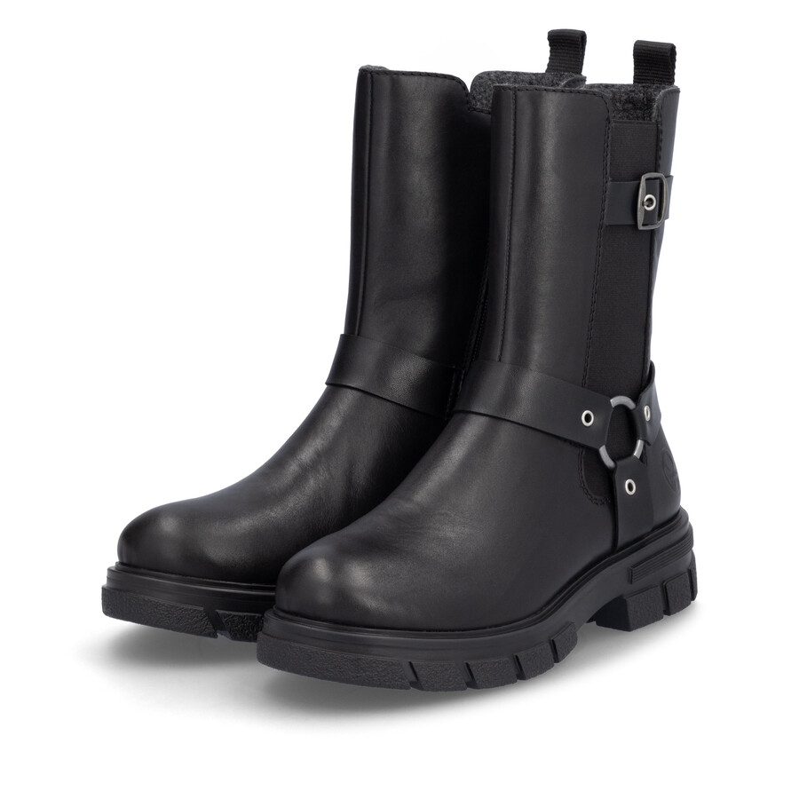 bottes noires à fermeture éclair pour femmes rieker z9177-00
