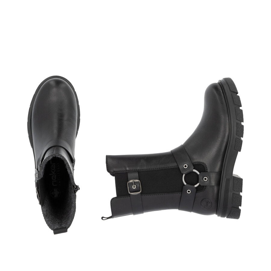 bottes noires à fermeture éclair pour femmes rieker z9177-00