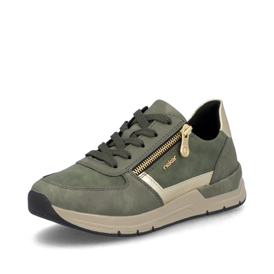 chaussures vertes à fermeture éclair pour femmes rieker 58902-54