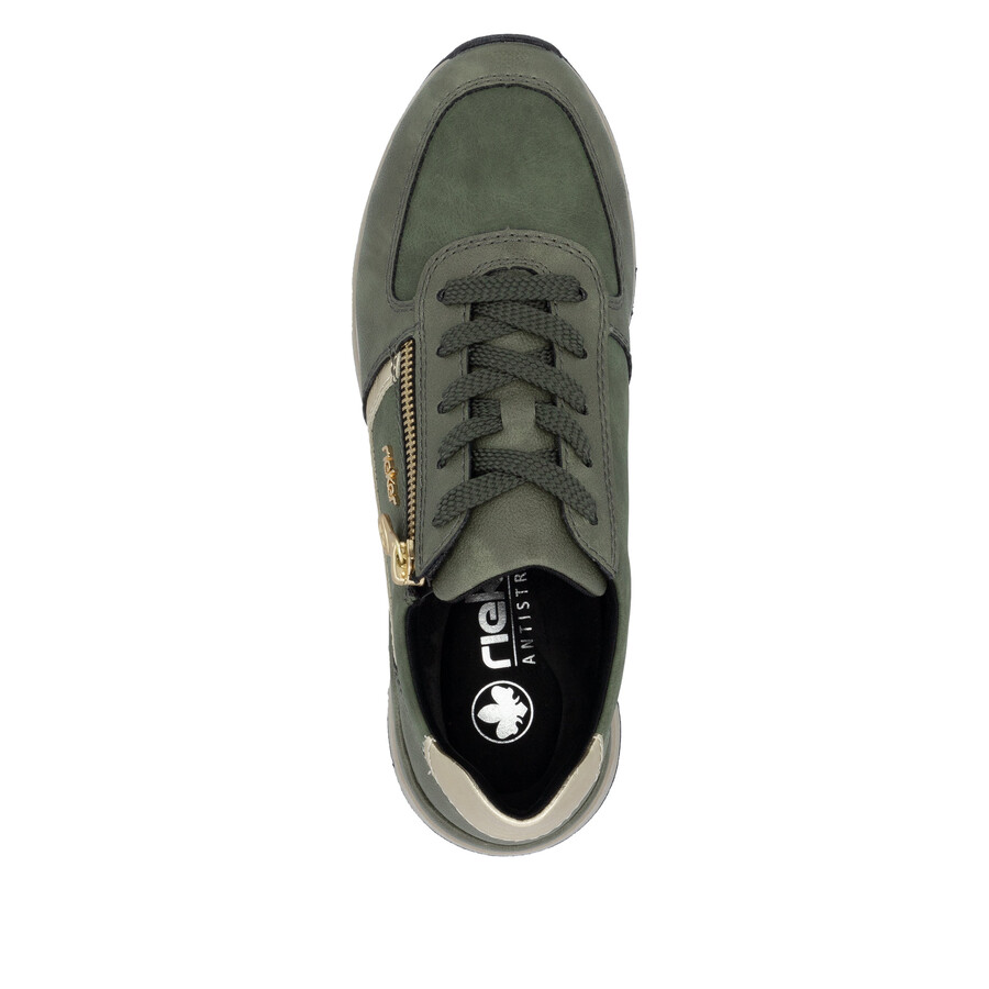 chaussures vertes à fermeture éclair pour femmes rieker 58902-54