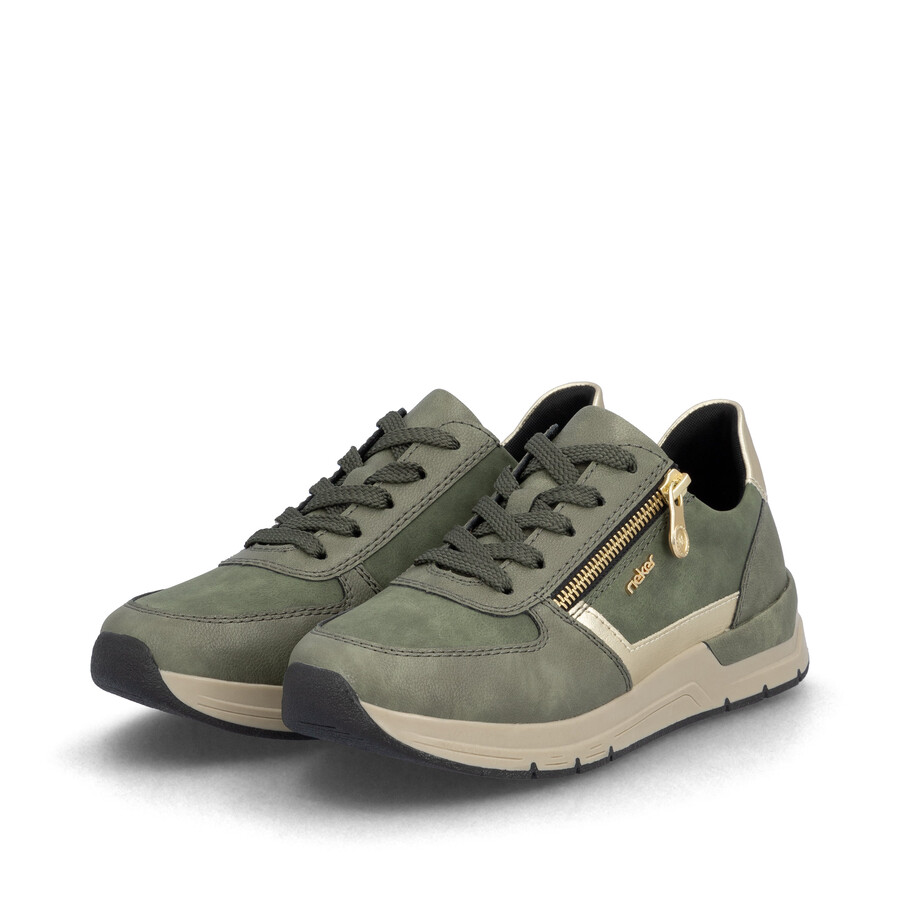 chaussures vertes à fermeture éclair pour femmes rieker 58902-54