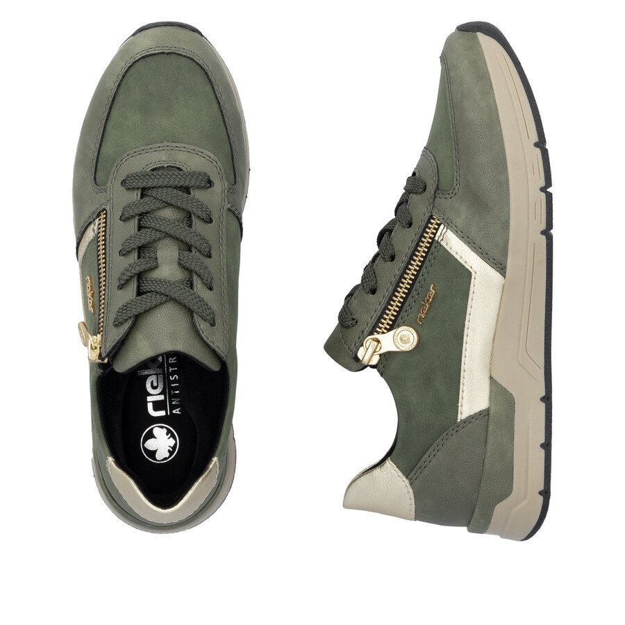 chaussures vertes à fermeture éclair pour femmes rieker 58902-54
