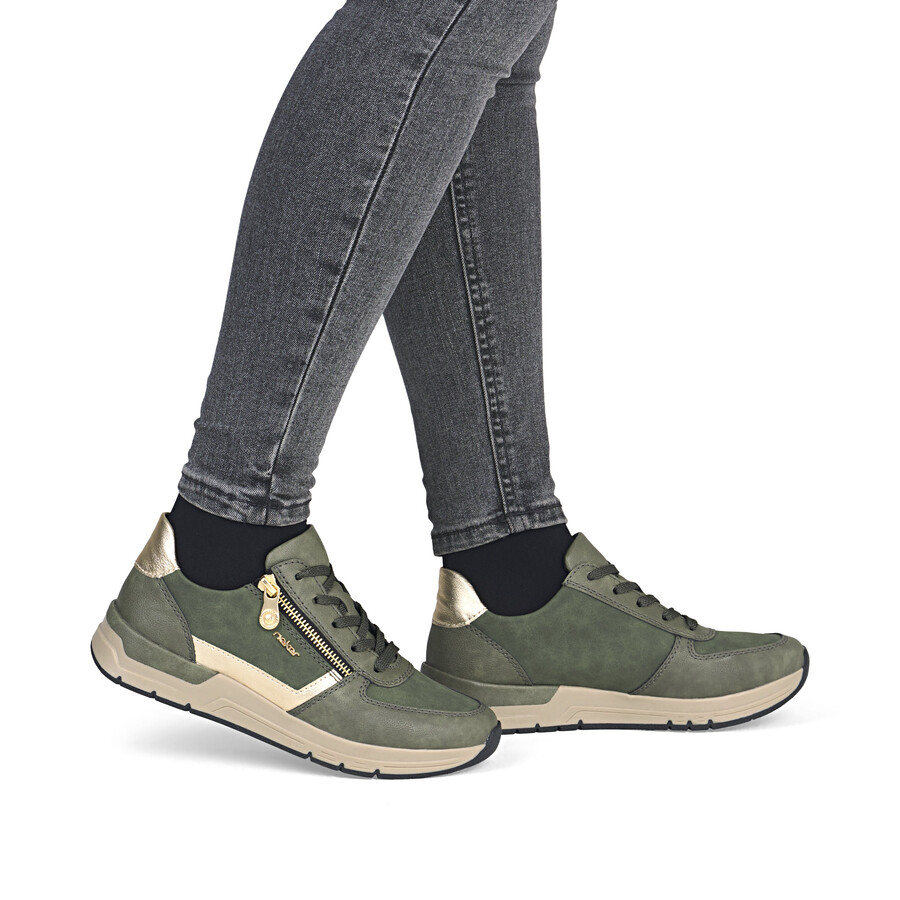 chaussures vertes à fermeture éclair pour femmes rieker 58902-54