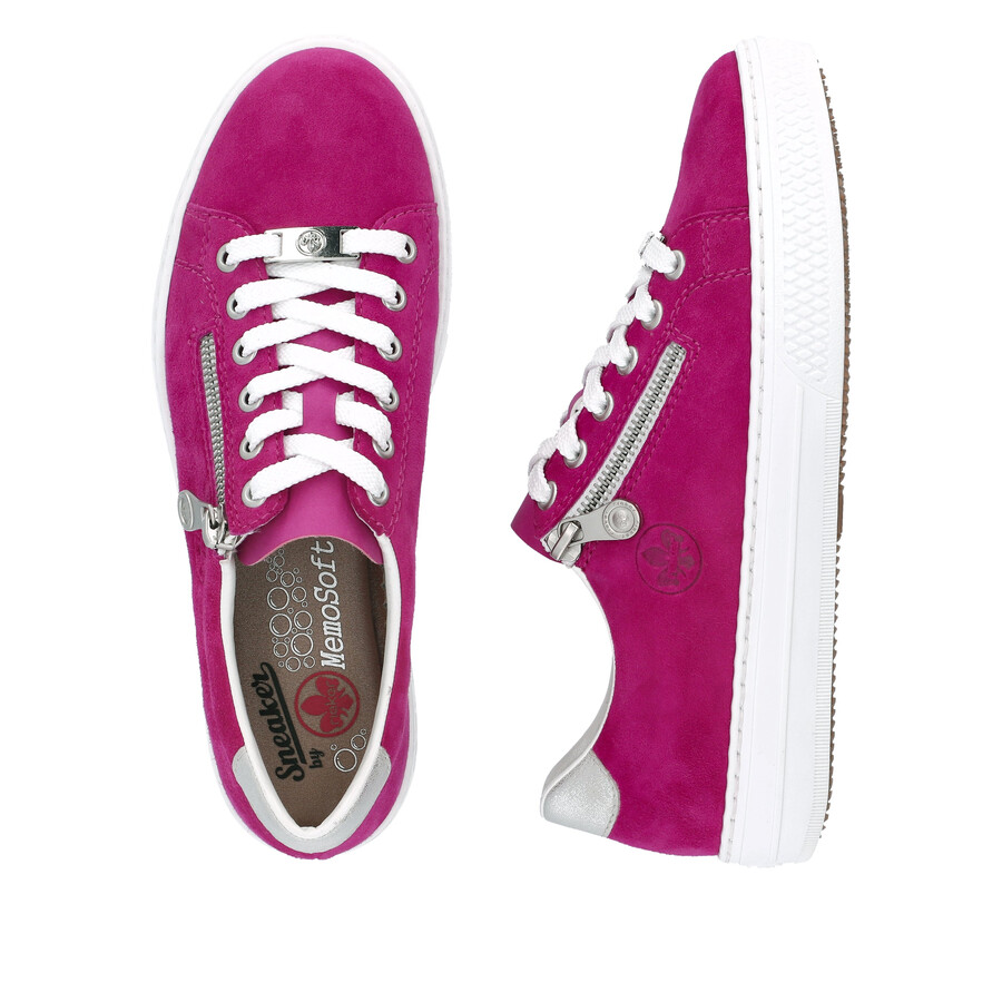 chaussures roses à fermeture éclair pour femmes rieker l59l1-31
