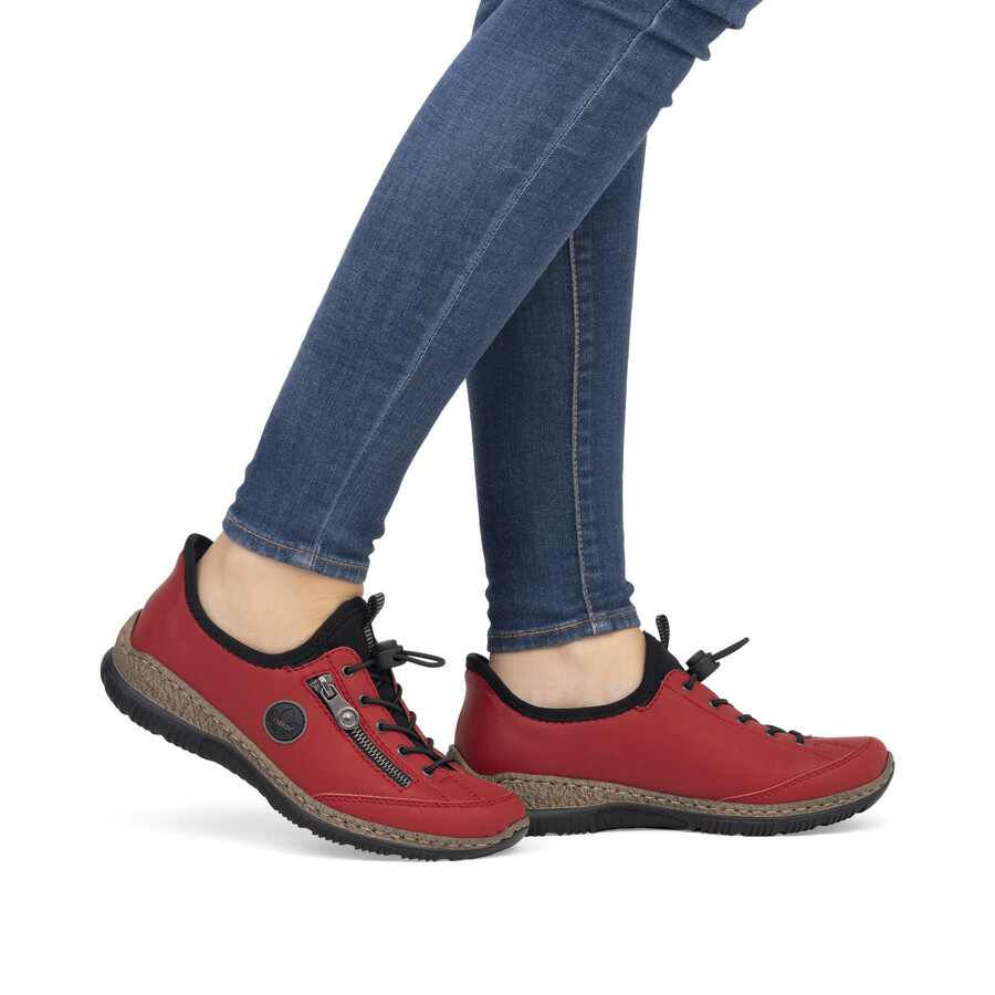 chaussures élastiques rouges pour femmes rieker n3267-33