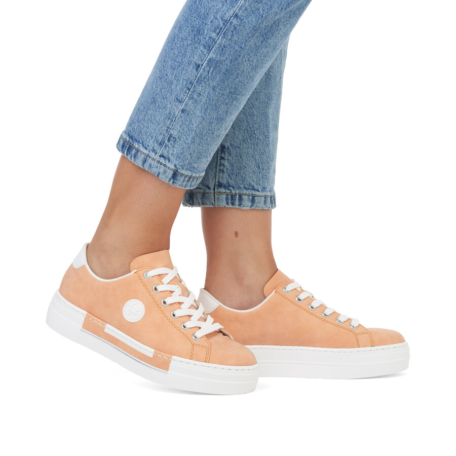 chaussures à lacets orange pour femmes rieker n49w1-38
