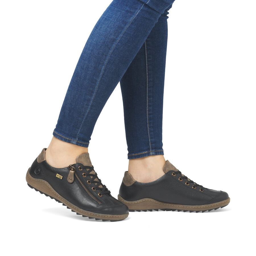chaussures noires à fermeture éclair pour femmes remonte r1402-08
