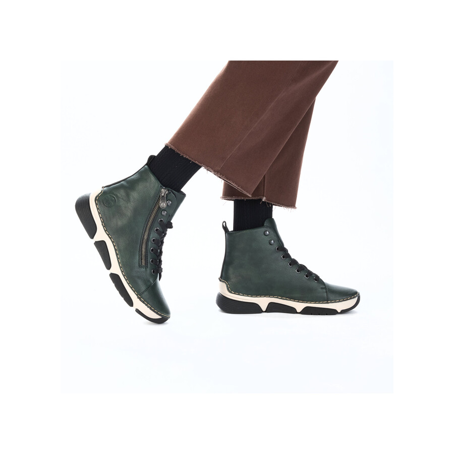 bottes vertes à fermeture éclair pour femmes rieker 45920-54