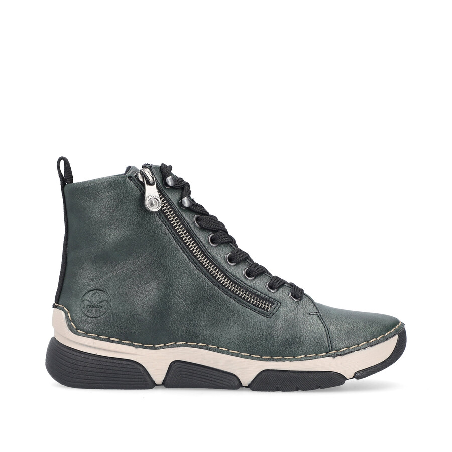 bottes vertes à fermeture éclair pour femmes rieker 45920-54