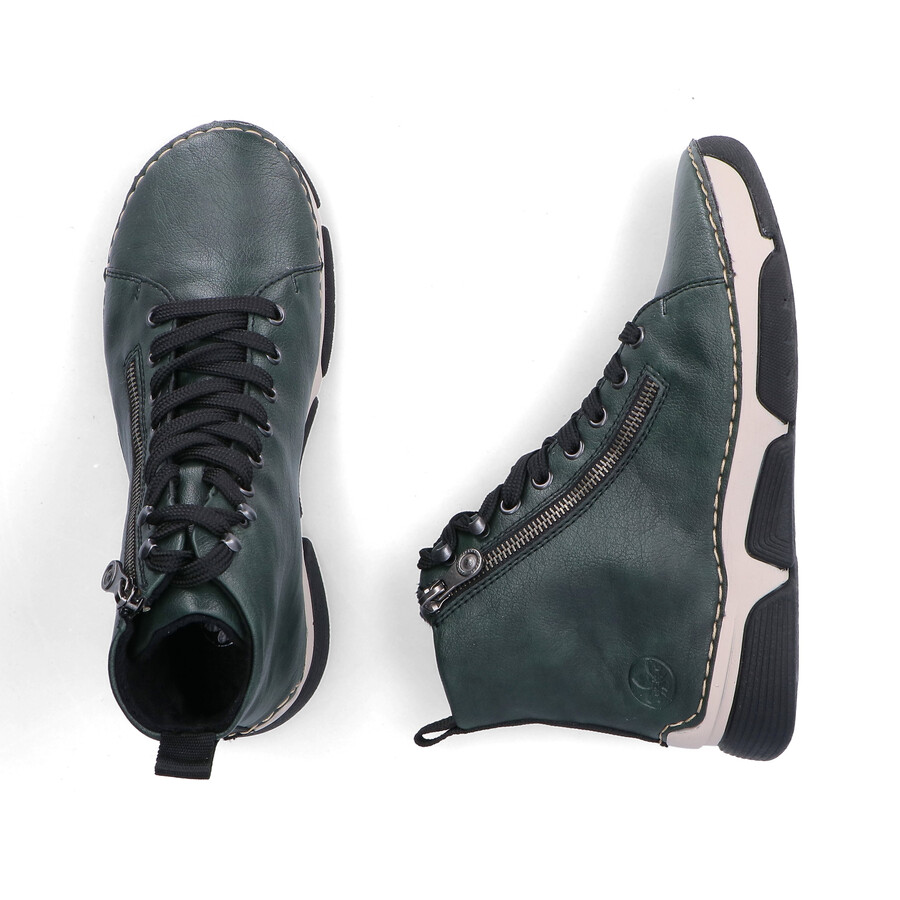 bottes vertes à fermeture éclair pour femmes rieker 45920-54