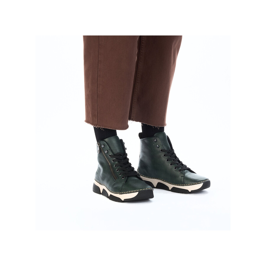 bottes vertes à fermeture éclair pour femmes rieker 45920-54
