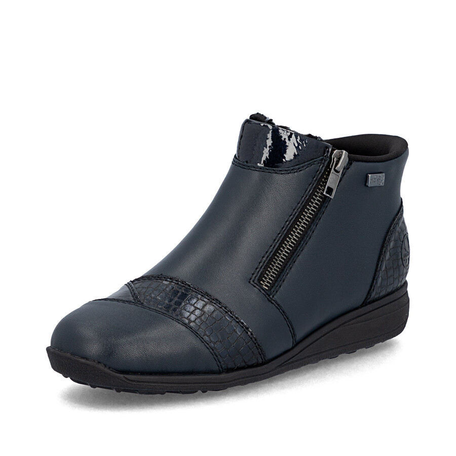 bottes bleues à fermeture éclair pour femmes rieker 47254-14