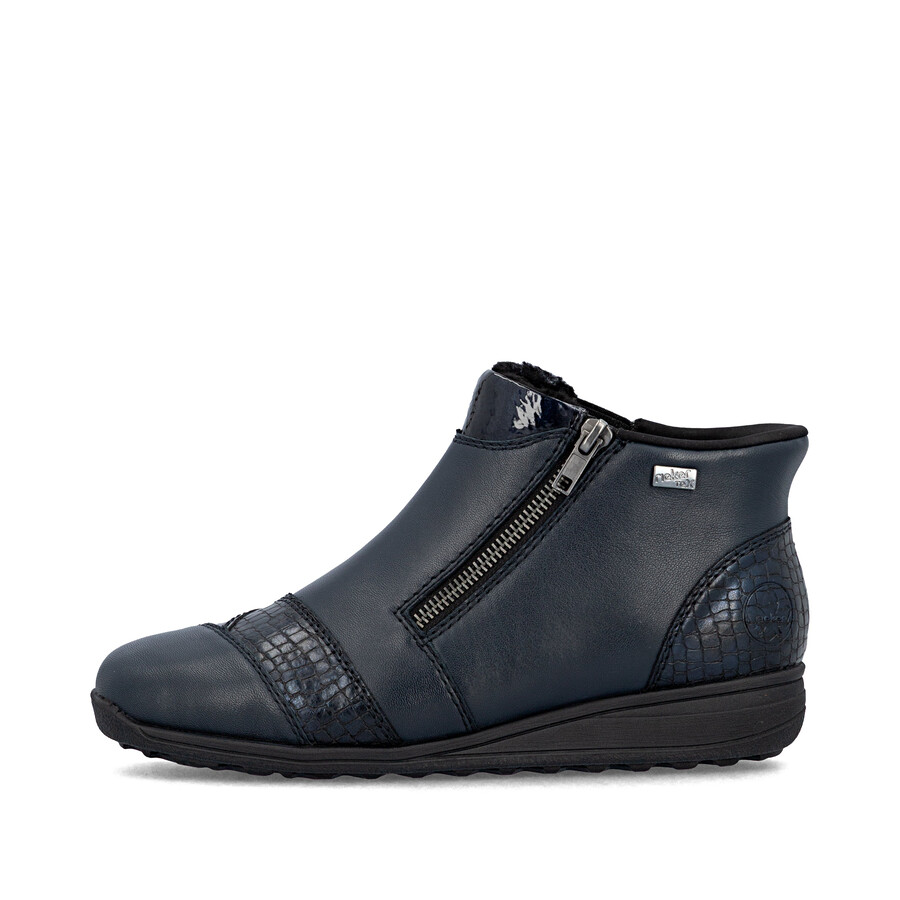 bottes bleues à fermeture éclair pour femmes rieker 47254-14